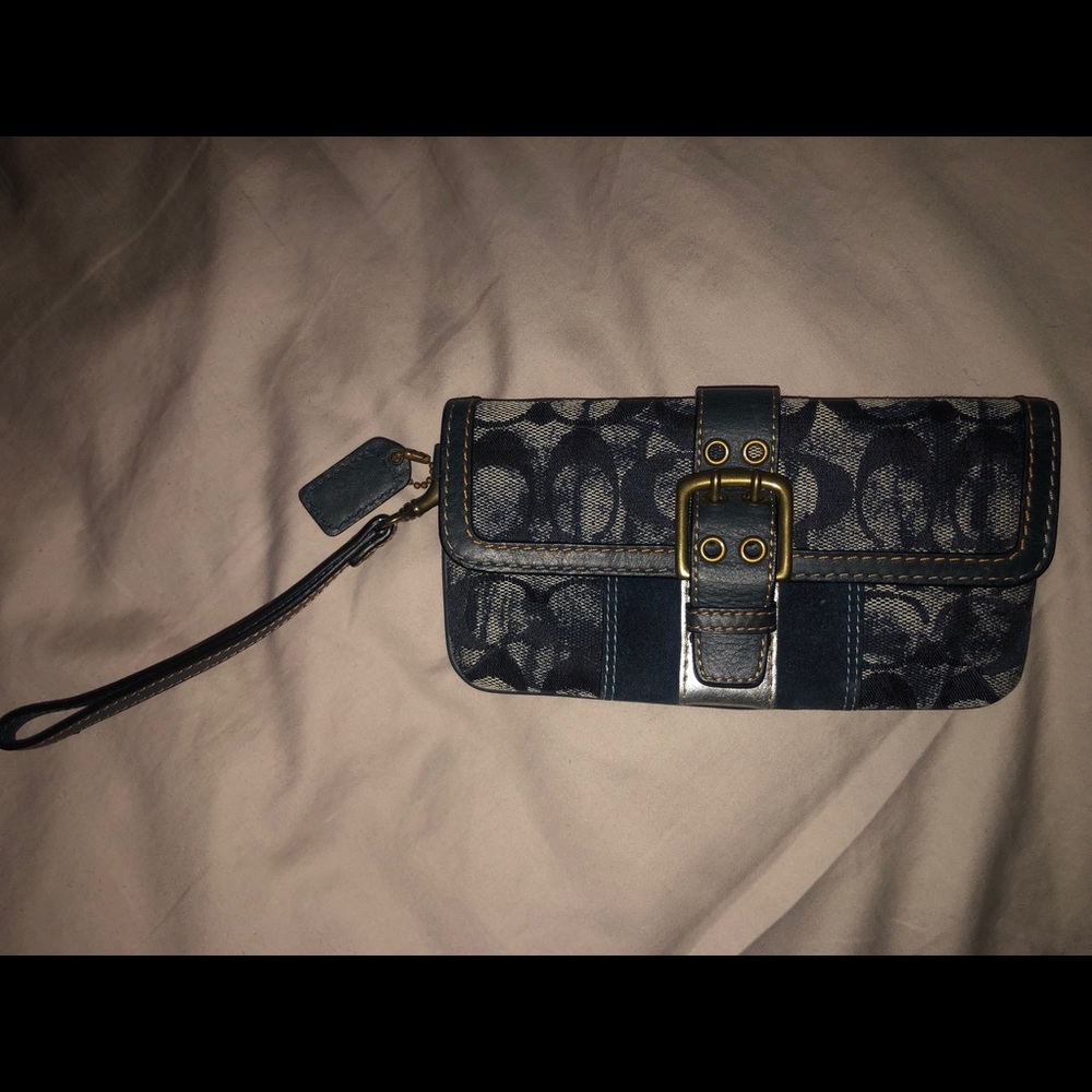 Denim Coach Brass Hardware Wristlet